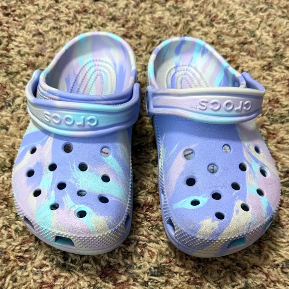 CROCS Kids Pastel Swirl Clogs - Blue and Purple - Picture 1 of 6